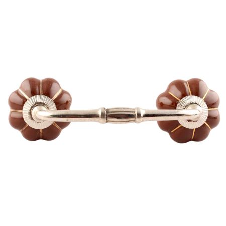 Dark Brown With Golden Line Ceramic Melon Bridge Handles